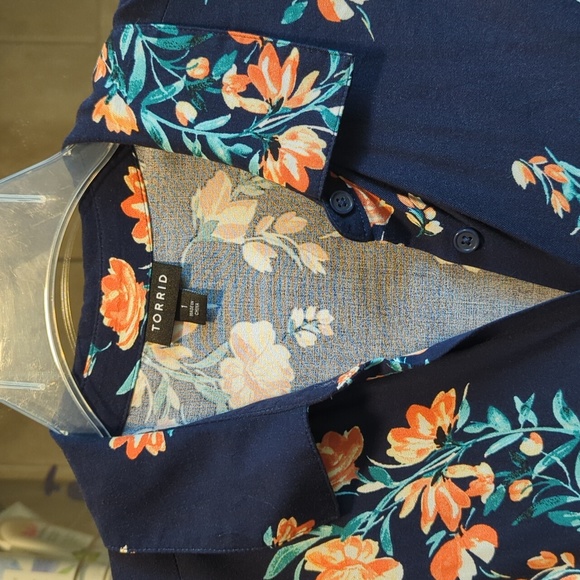 Torrid Navy Floral Shirt Dress - Picture 5 of 8